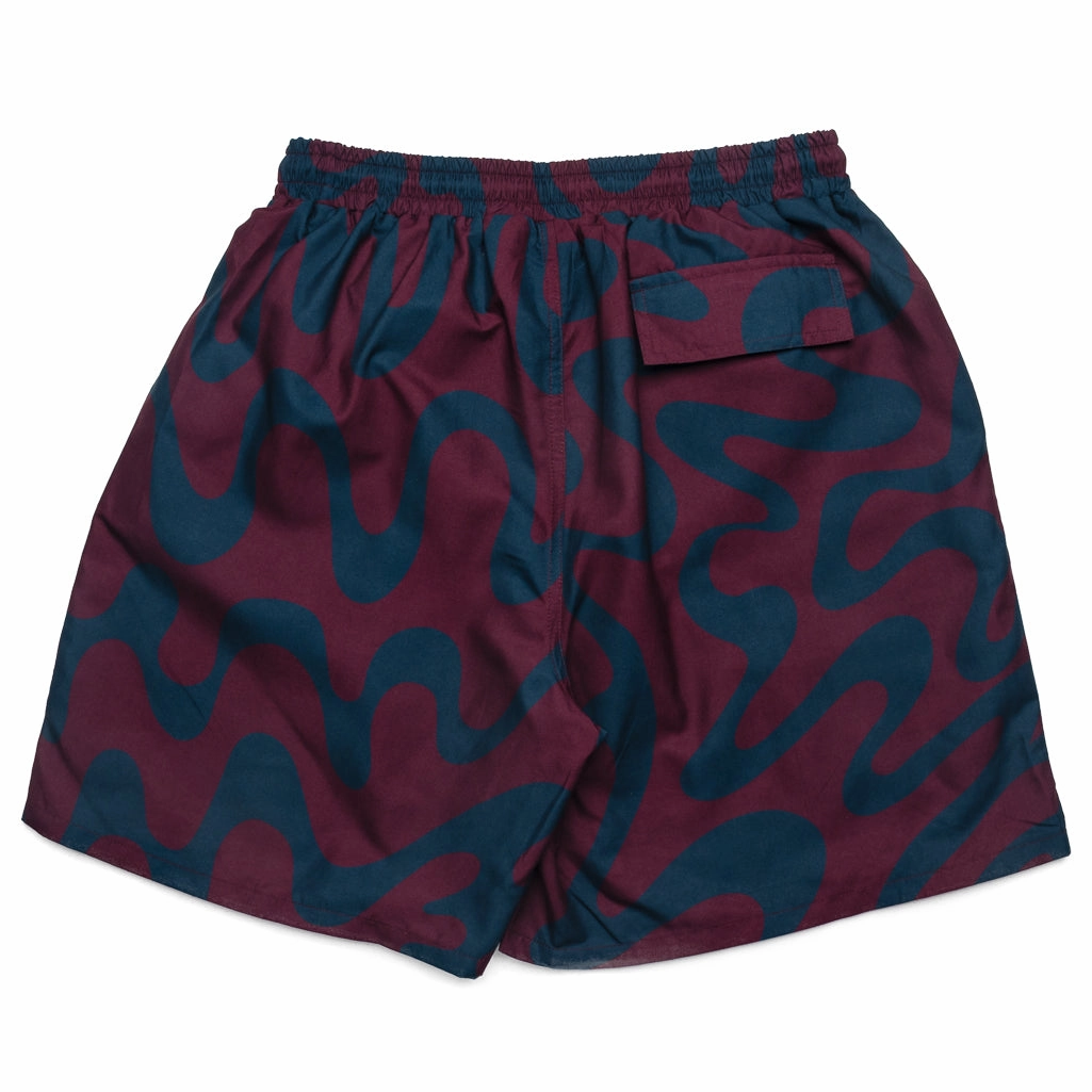 Magnetic Closure Parra Splashed Swim Shorts - Burgundy