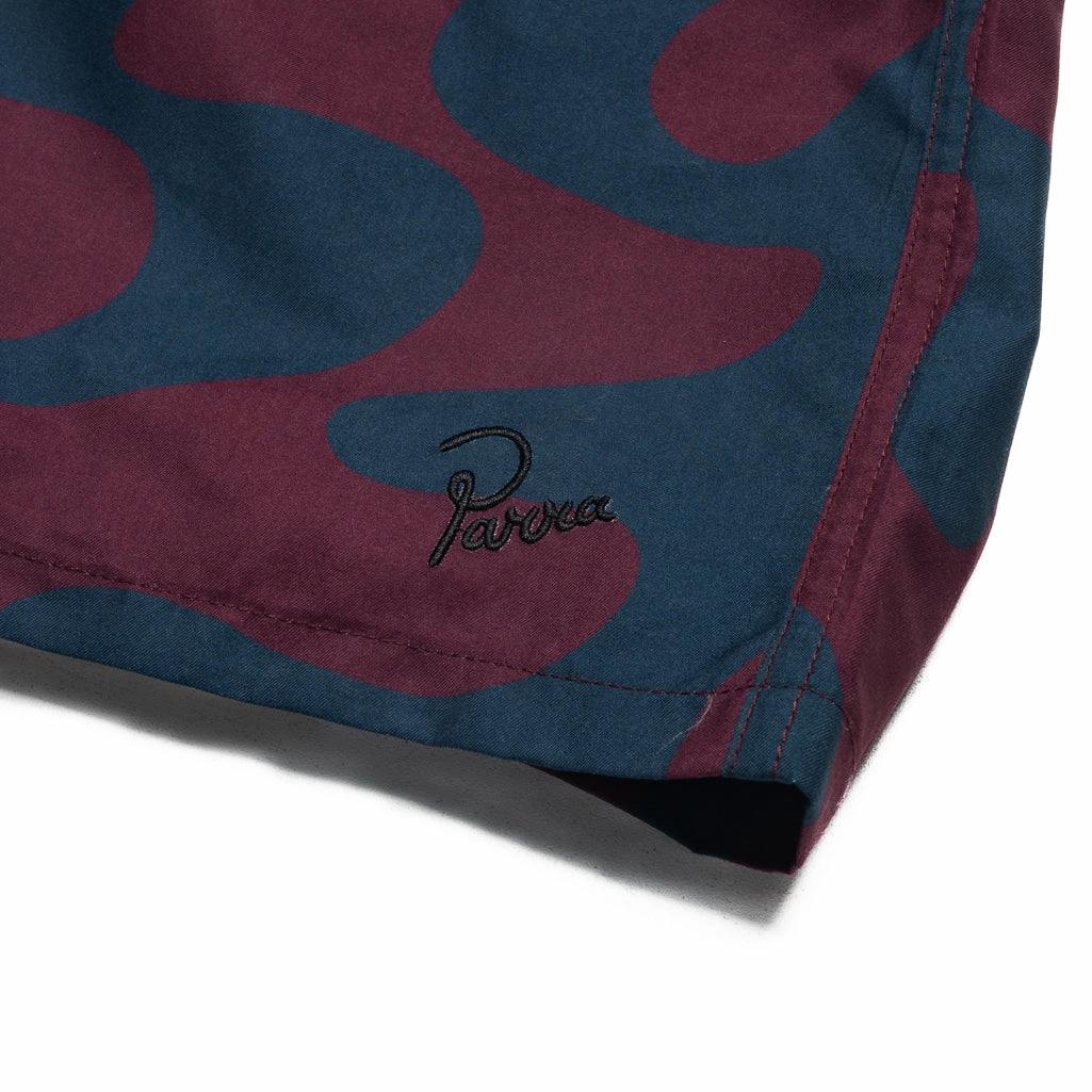 Parra Splashed Swim Shorts - Burgundy DurableStitching