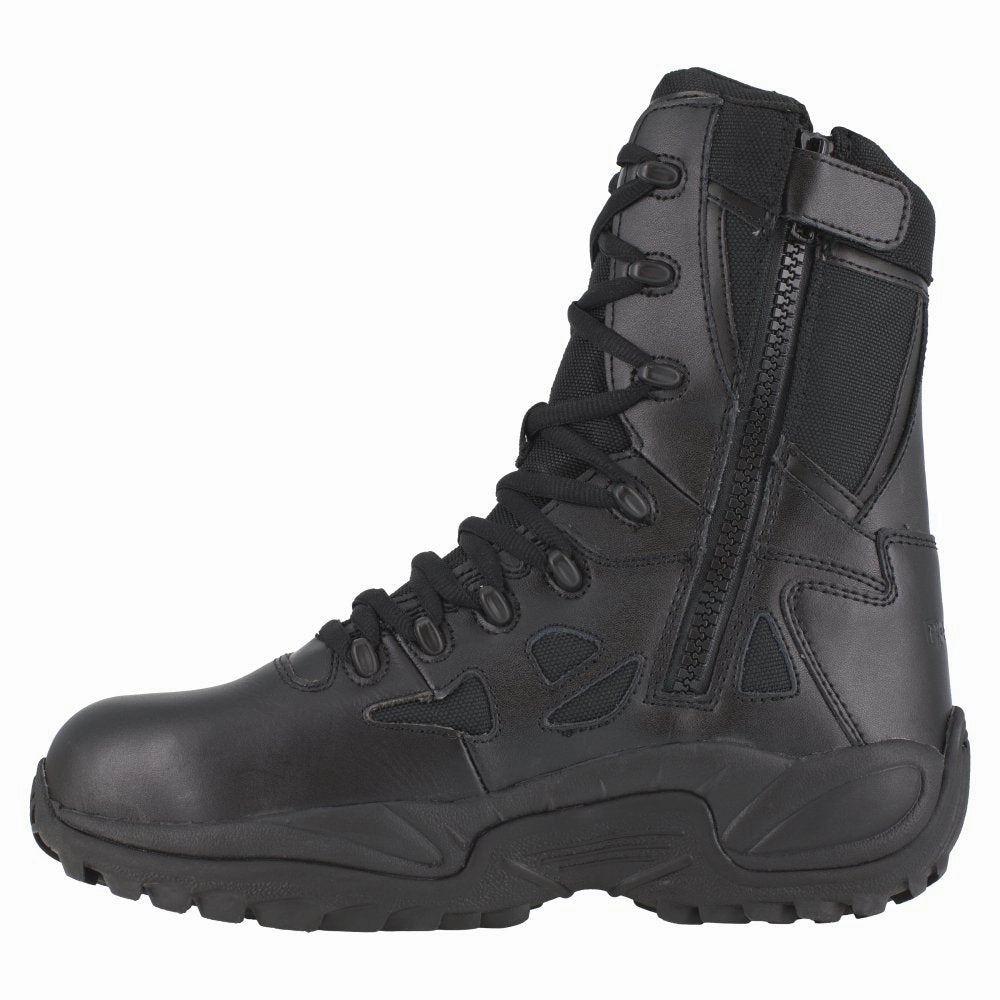 soft ground sneakers Reebok 8" Stealth Tactical Boot With Side Zipper Women's Composite Toe Rb874 In Black