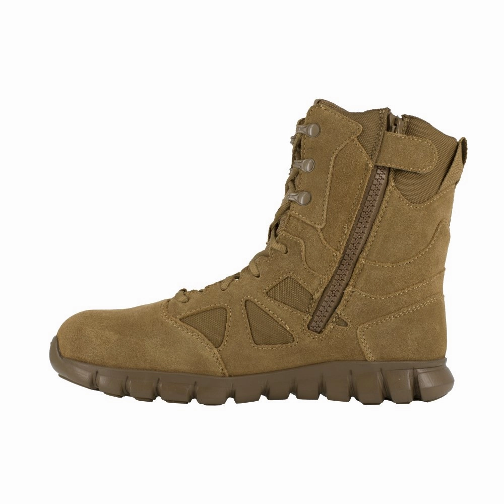 Arch Support Tech Silicone Grip Accents Reebok 8" Tactical Boot With Side Zipper Men's Composite Toe Rb8809 In Coyote