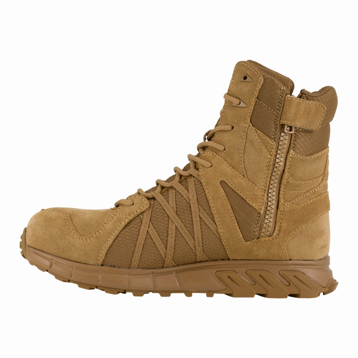 Dance Edge Strong Sole Reebok 8" Trailgrip Tactical Boot With Side Zipper Men's Composite Toe Rb3460 In Coyote