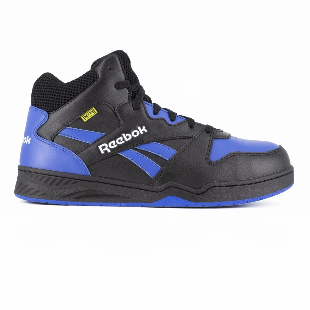 Reebok Men's High Top Bb4500 Work Sneaker Composite Toe Rb4166 In Black And Blue Puncture Resistant Sole