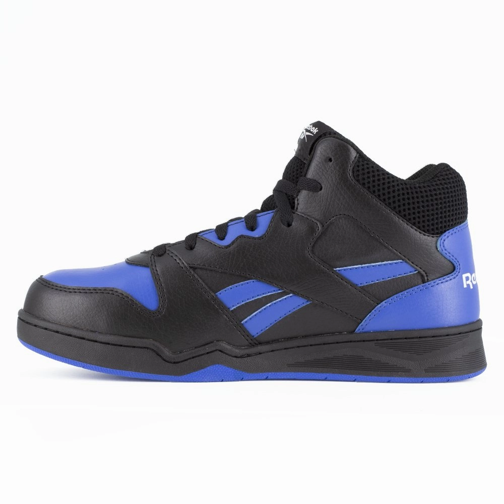 mid cut trail sneakers mountain sports shoes Reebok Men's High Top Bb4500 Work Sneaker Composite Toe Rb4166 In Black And Blue