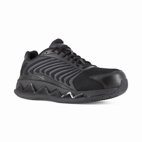narrow fit trail sneakers Hybrid Traction Grid Reebok Men's Zig Elusion Heritage Low Cut Work Sneaker Composite Toe Rb3220 In Black
