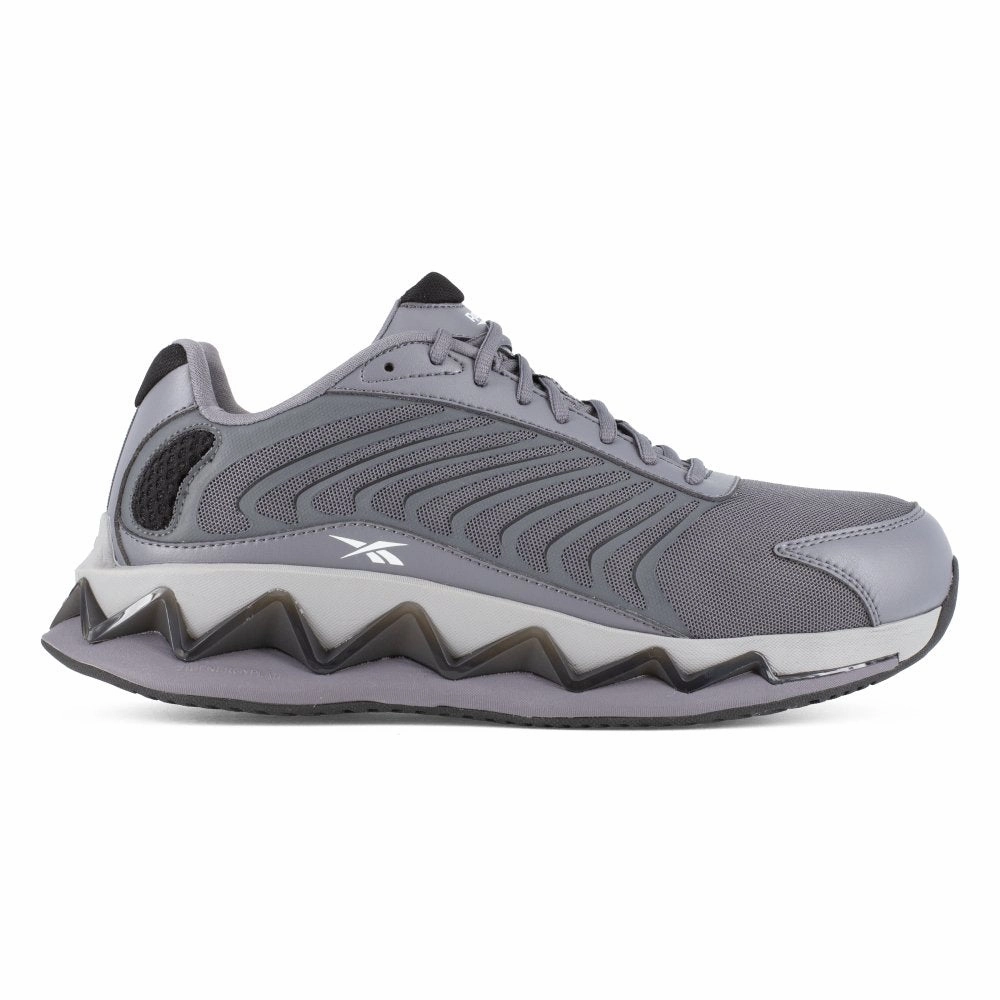 Reebok Men's Zig Elusion Low Cut Work Sneaker Composite Toe Rb3224 In Grey And Black Eco Friendly Midsole