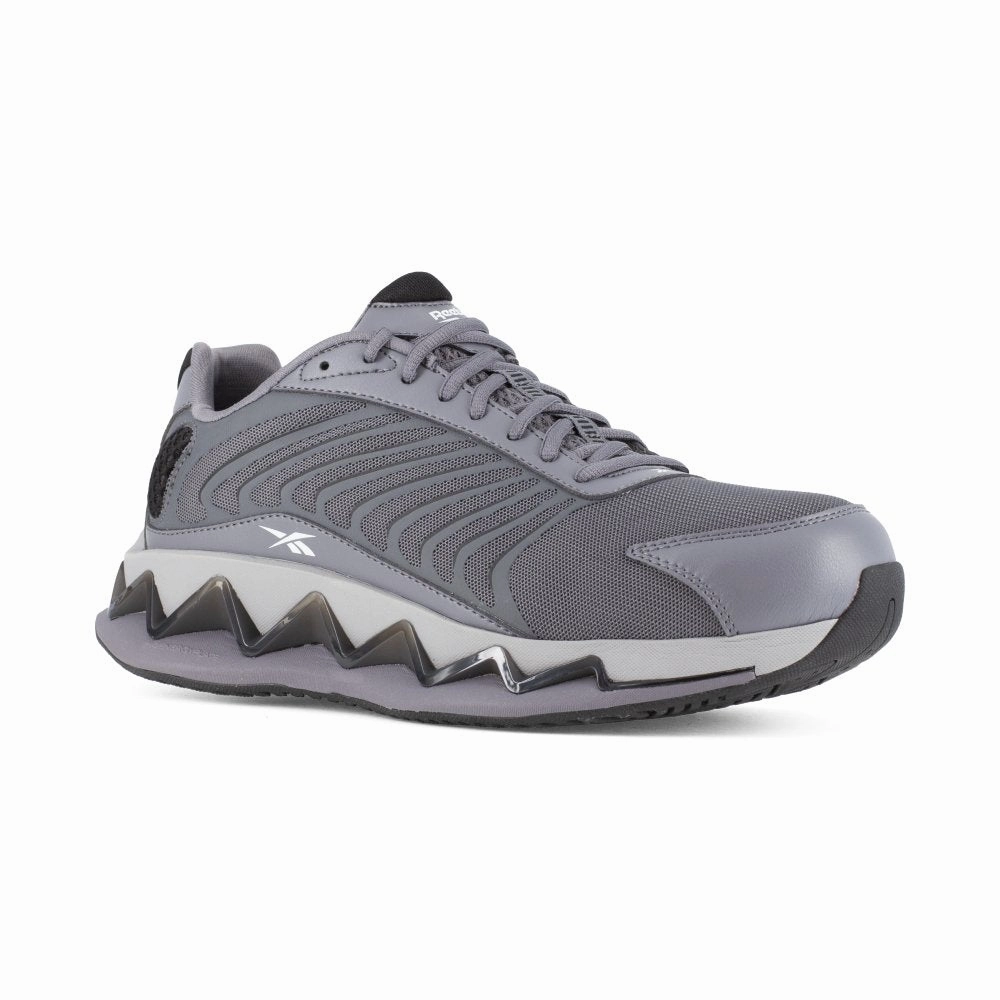 low cut trail running shoes Reebok Men's Zig Elusion Low Cut Work Sneaker Composite Toe Rb3224 In Grey And Black