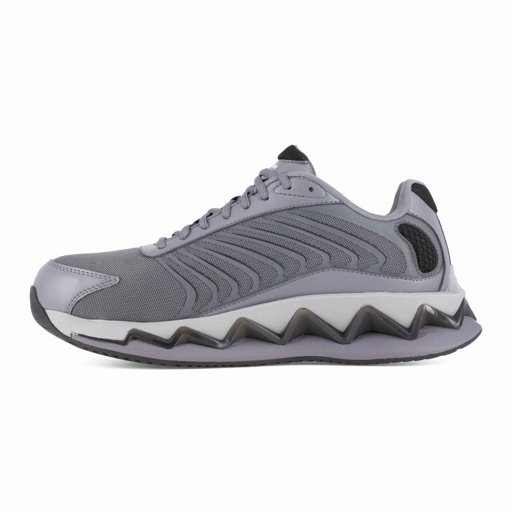 Reebok Men's Zig Elusion Low Cut Work Sneaker Composite Toe Rb3224 In Grey And Black odor control trail sneakers