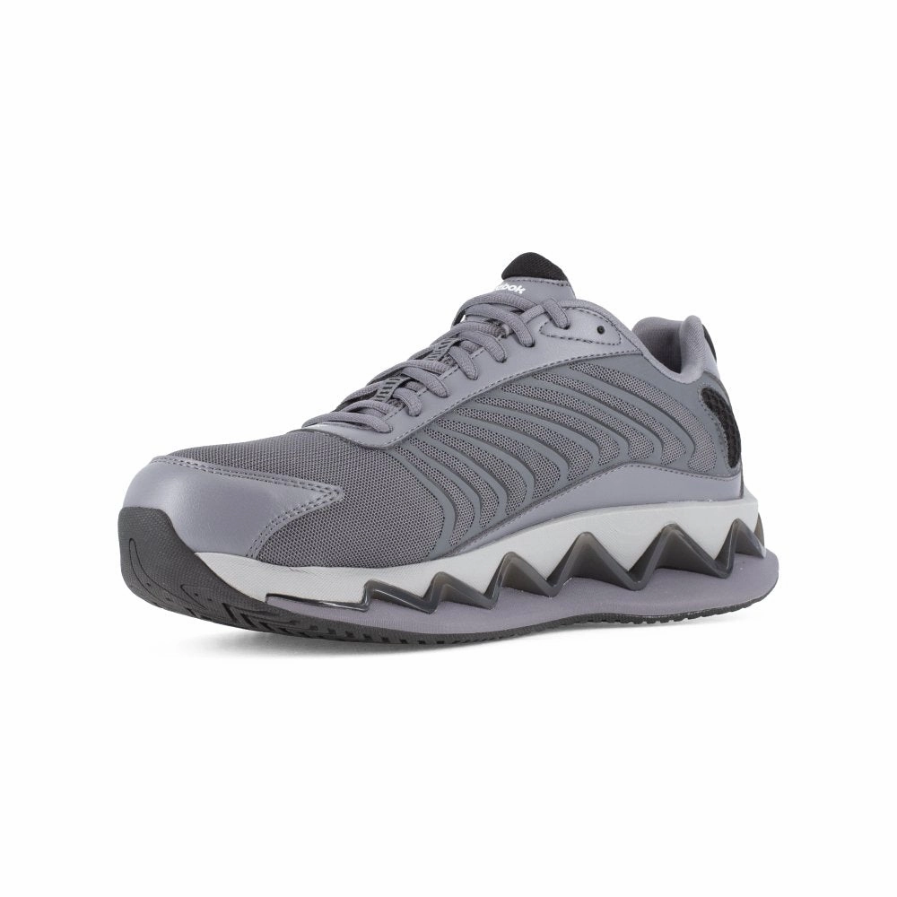 professional trail shoes Reebok Men's Zig Elusion Low Cut Work Sneaker Composite Toe Rb3224 In Grey And Black