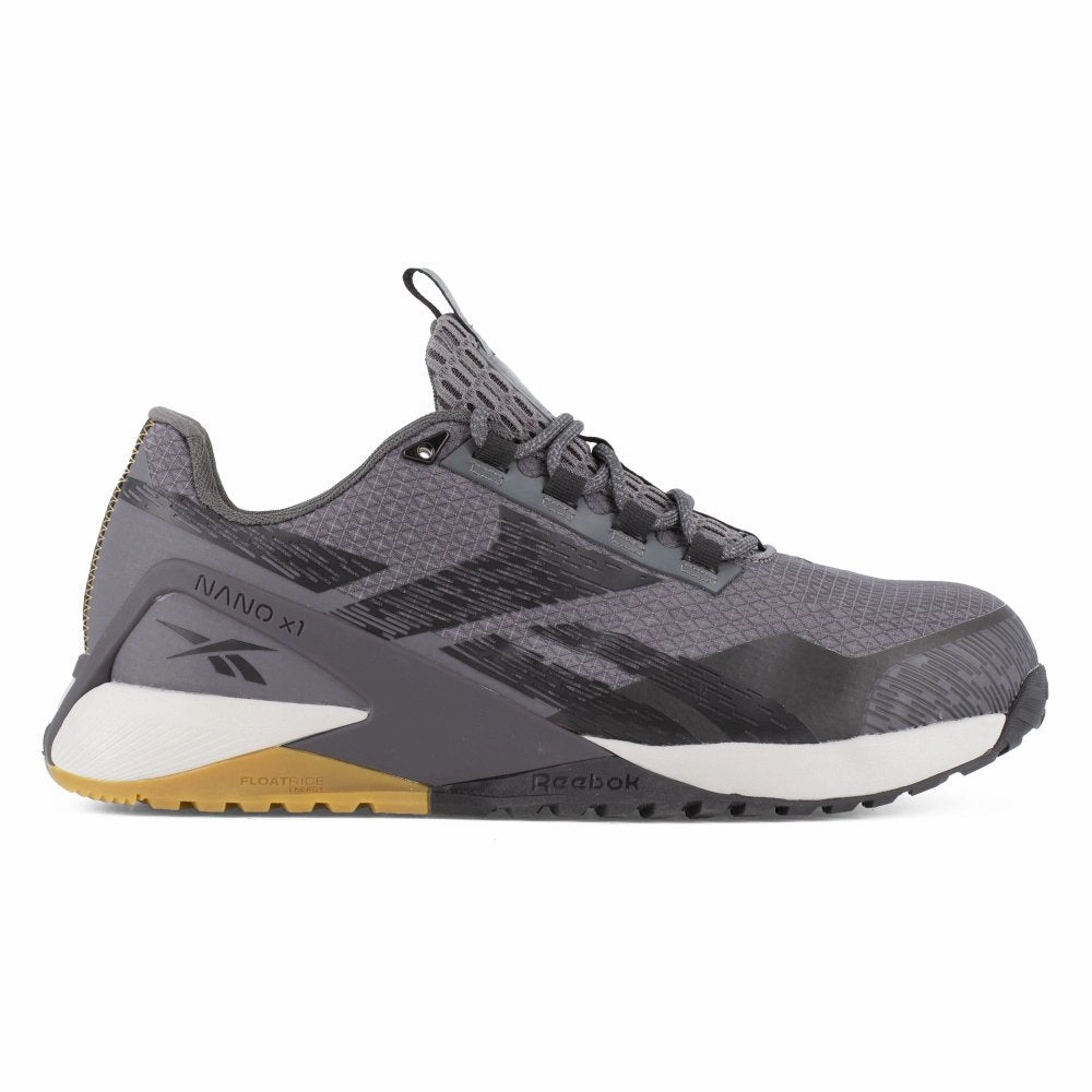 Reebok Nano X1 Adventure Athletic Work Shoe Men's Composite Toe Rb3481 In Grey And Black All Day Wear Performance Ready