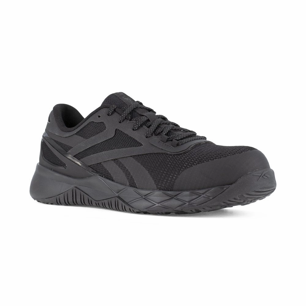 Reebok Nanoflex Tr Athletic Work Shoe Men's Composite Toe Rb3315 In Black hybrid performance sneakers Protective Toeguard