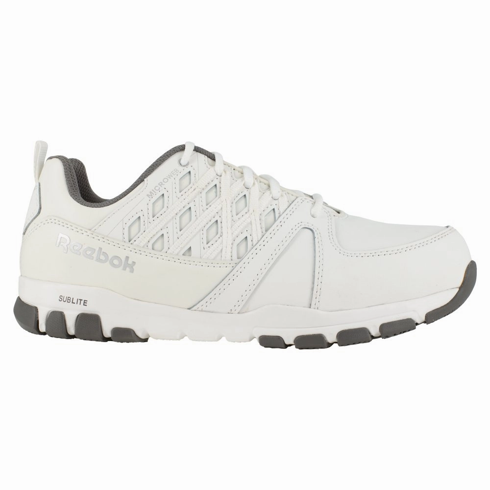 Reflective Detailing Heel Lock Technology Reebok Sublite Athletic Work Shoe Men's Steel Toe Rb4443 In White