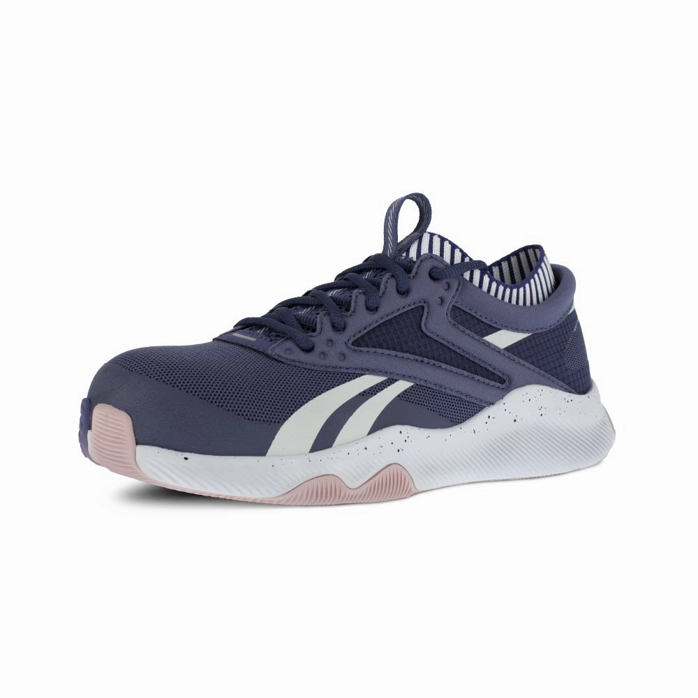 Reebok Women's Hiit Tr Athletic Work Shoe Composite Toe Rb481 In Blue And Pink Shock absorption