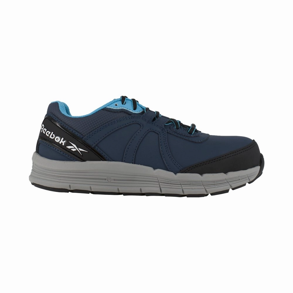Rugged Fit Wear Defense Gear Reebok Women's Performance Guide Work Cross Trainer Steel Toe Rb354 In Navy And Light Blue