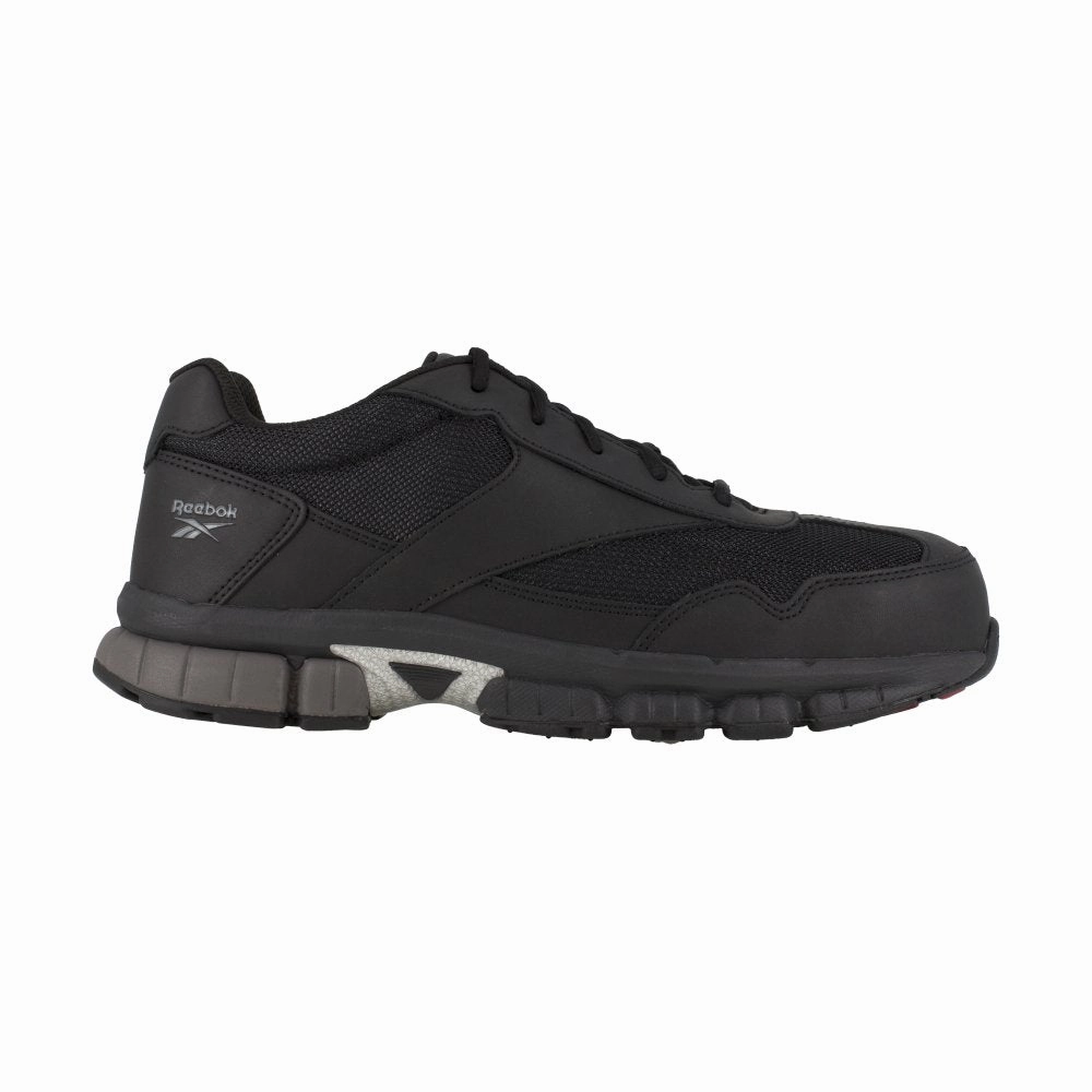 Reinforced Traction Safety Liner Gear Reebok Women's Performance Work Cross Trainer Composite Toe Shoe Rb459 In Black With Silver Trim