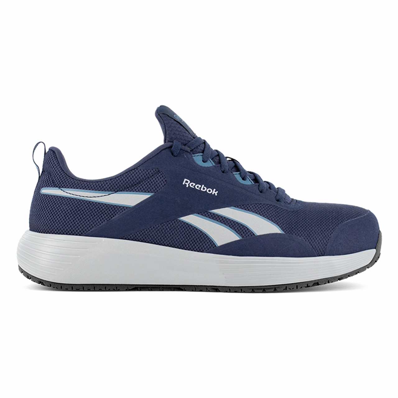 Reebok Work Lite Plus 4 Work RB5104 Men's Athletic Work Shoe in Navy and Gray mountain sports shoes