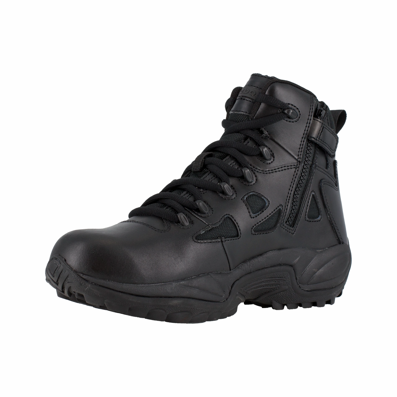 Reebok Work Rapid Response RB RB8688 Men's 6" Stealth Waterproof Boot with Side Zipper in Black Minimalist Drop Design low cut trail running shoes