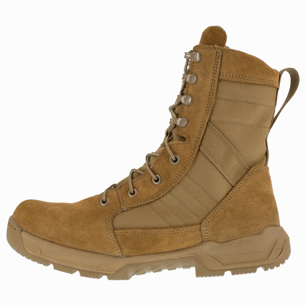 Reebok Work Strikepoint U.S. CM8940 Men's 8" Ultra-Light Performance Military Boot in Coyote reflective trail sneakers