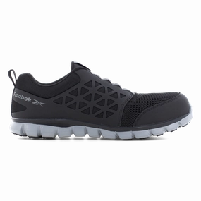 Reebok Work Sublite Cushion Work RB4052 Men's Athletic Work Slip-On in Black Weatherproof Cushion