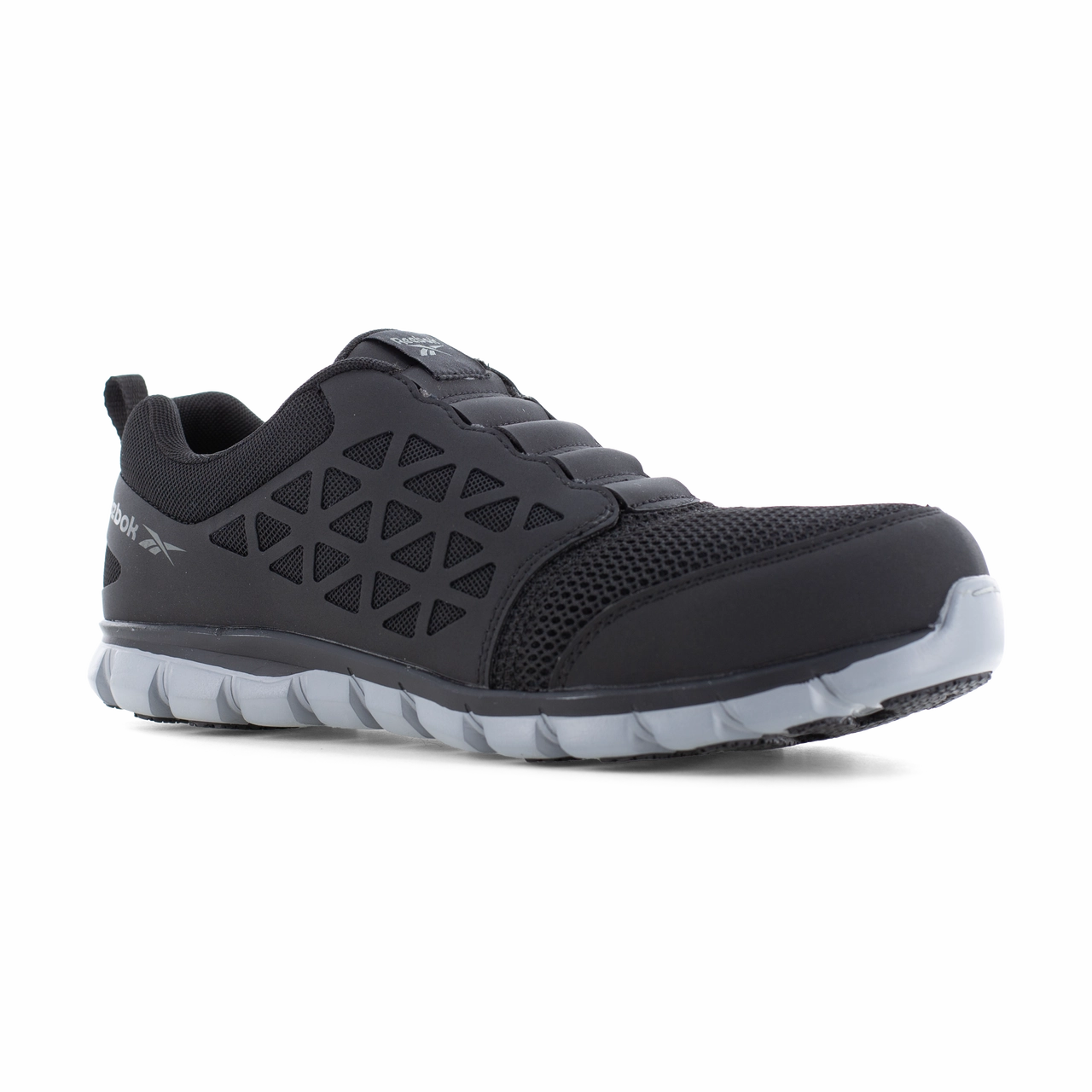 Reebok Work Sublite Cushion Work RB4052 Men's Athletic Work Slip-On in Black Waterproof Design anti stress