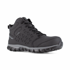 Outdoor Cushioning Static Dissipating Reebok Work Sublite Cushion Work RB406 Women's Athletic Mid Cut in Black and Gray