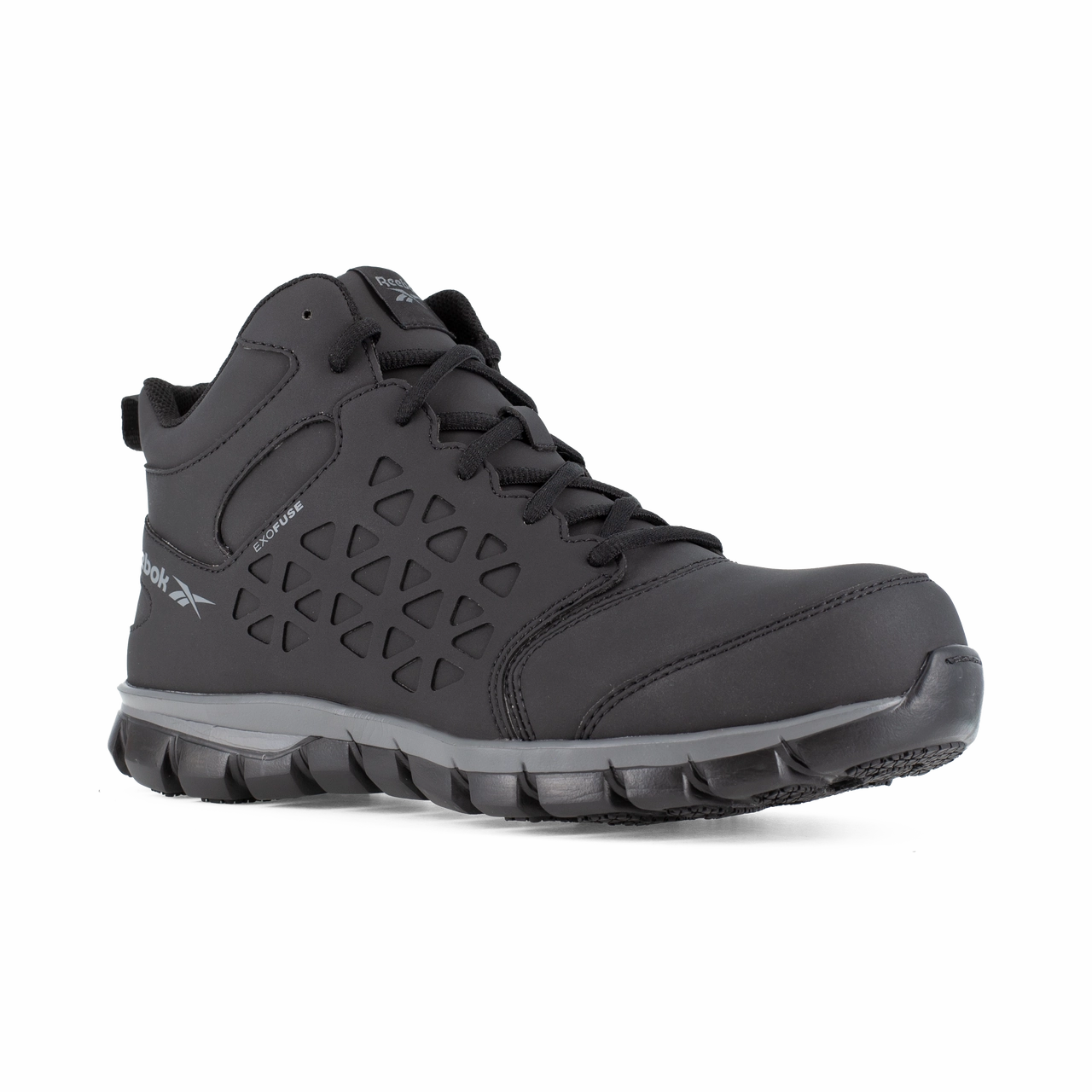Outdoor Cushioning Static Dissipating Reebok Work Sublite Cushion Work RB406 Women's Athletic Mid Cut in Black and Gray