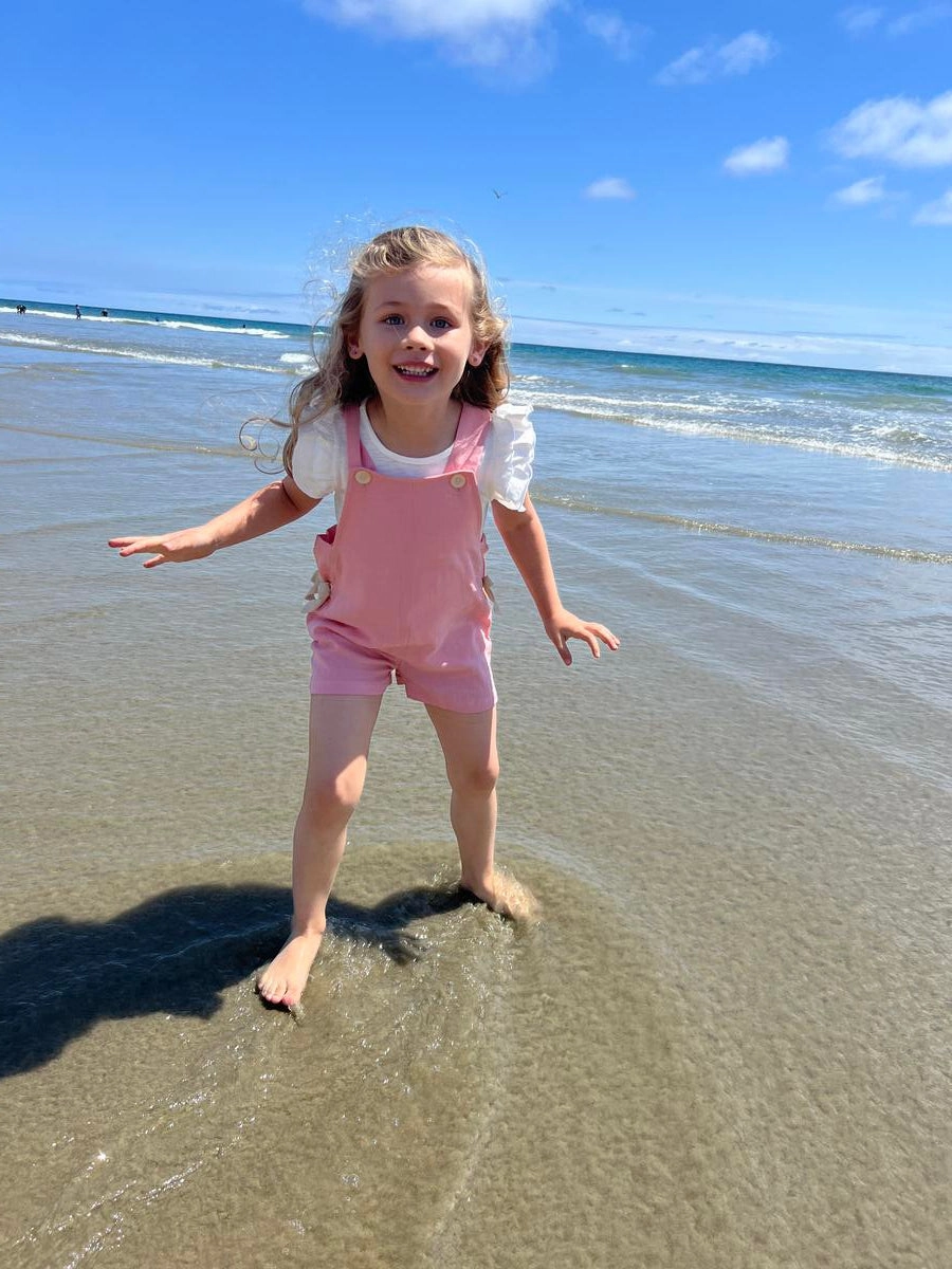 Everly Overalls in Pink World Glow Student Cool