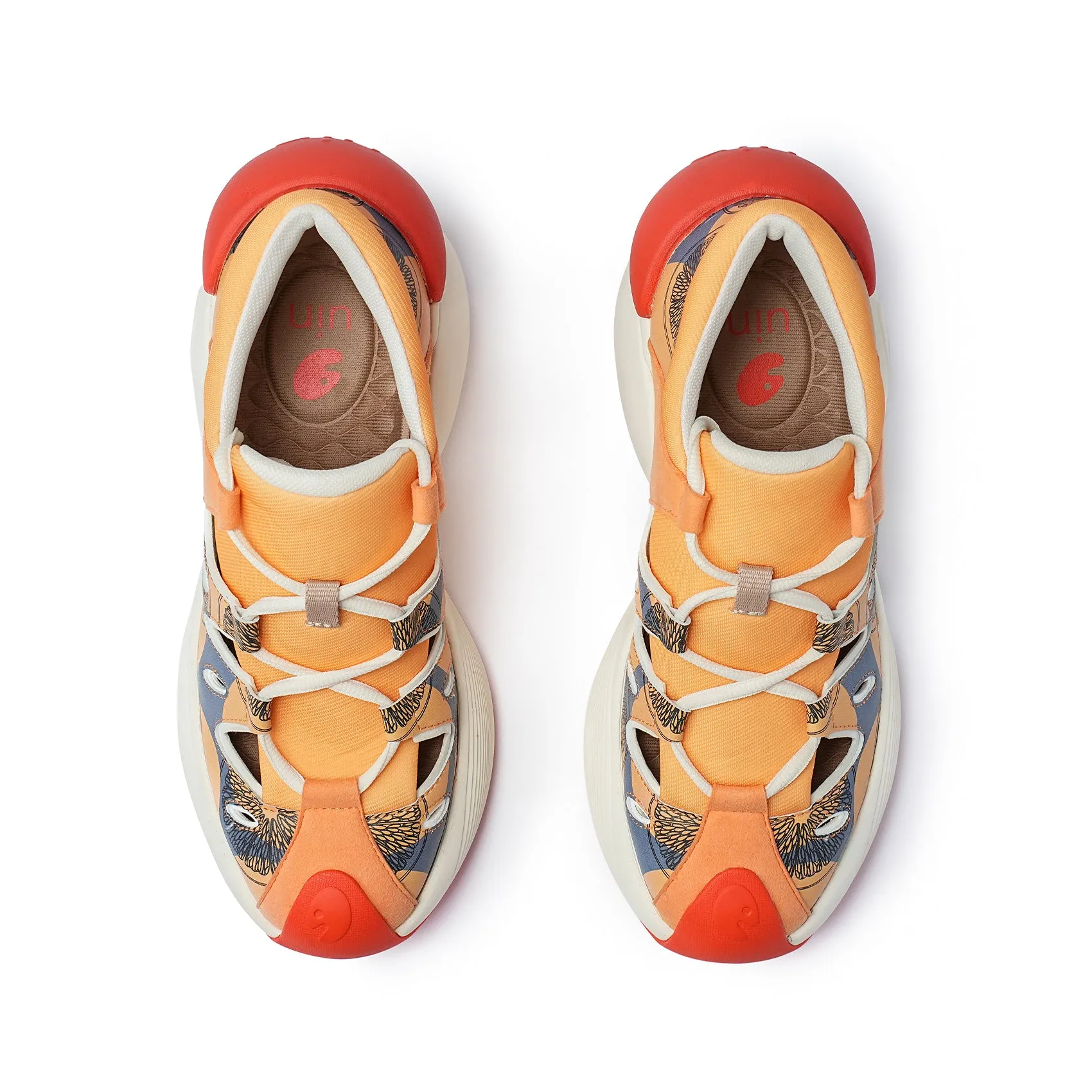 Refreshing Orange Women 3D Knit Engineering