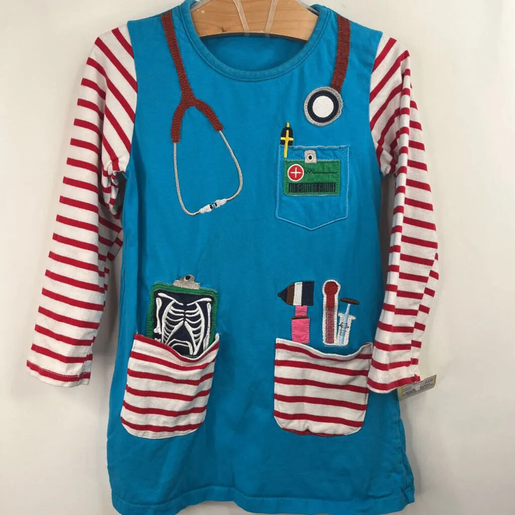 Daily Mood Size 5: Blue/Red Striped Doctor Long Sleeve Dress
