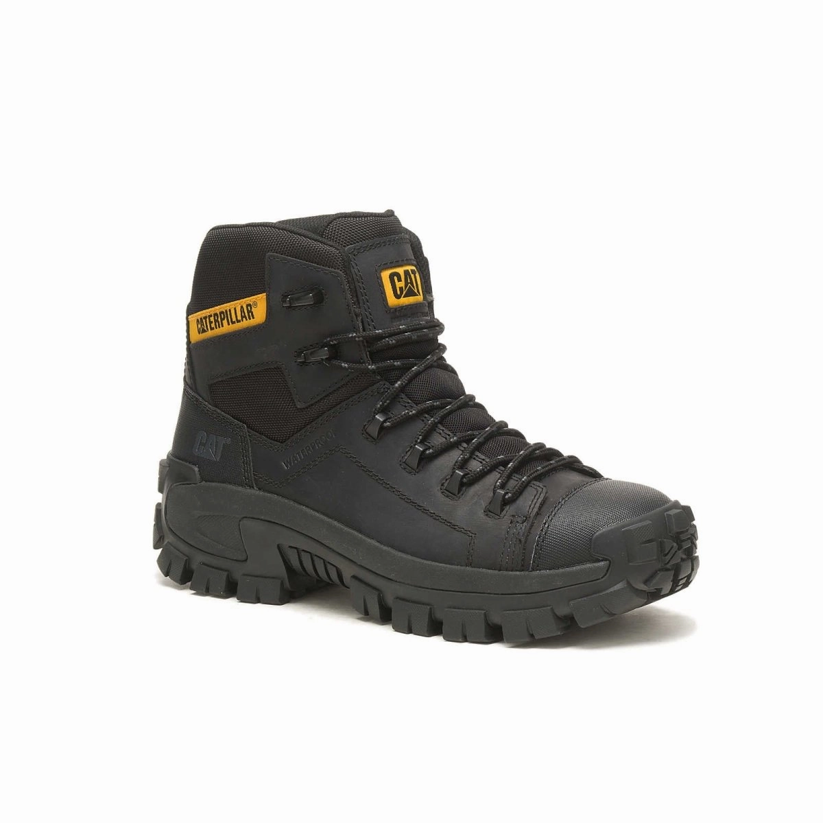 Caterpillar Invader Hiker Waterproof Composite Toe Men's Work Boot (p91542) In Black Heavy Duty Footwear
