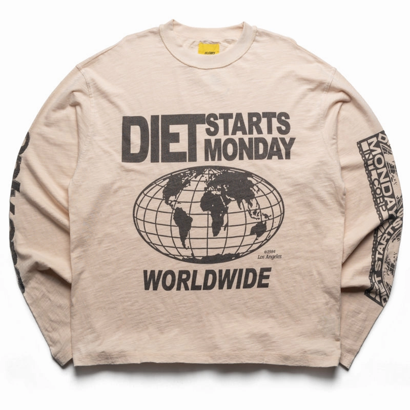 NonSlipTrim Diet Starts Monday Worldwide L/S Tee - Antique White