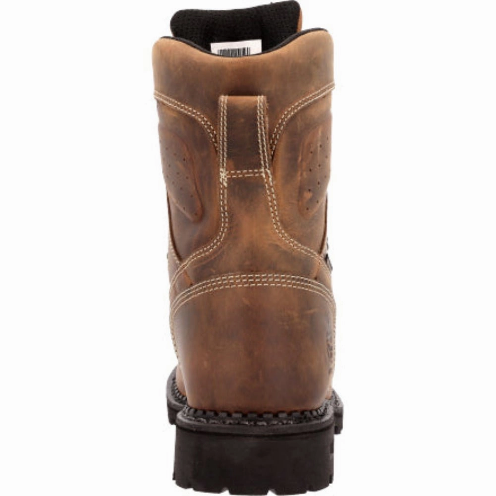 Georgia Boot Amp Lt Power Wedge Men's Boots Gb00519 In Brown Hydrophobic Upper Rubber Sole