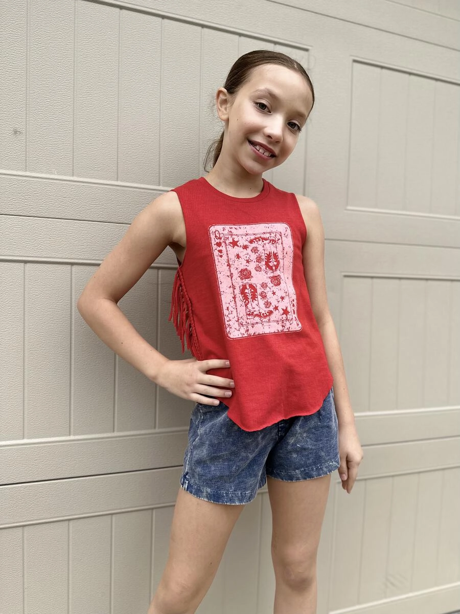 Western Queen Playing Card Fringe Graphic Tank Cozy Pajamas