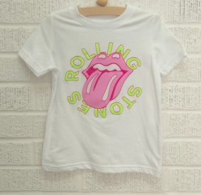 Rolling Stones Neon Puff Classic Lick White Tee LightweightDesign Translucent Soul
