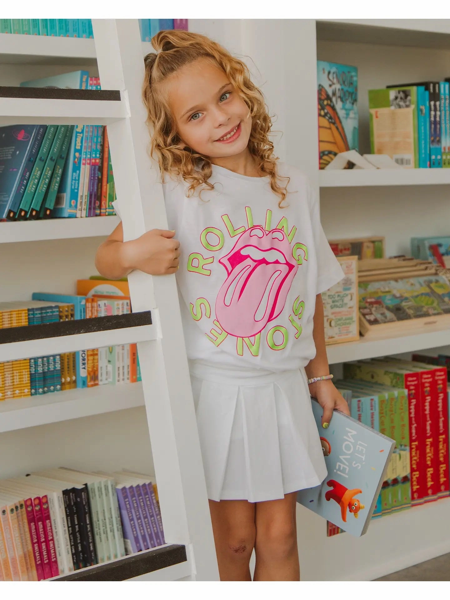 Sporty Jacket Rolling Stones Neon Puff Classic Lick White Tee