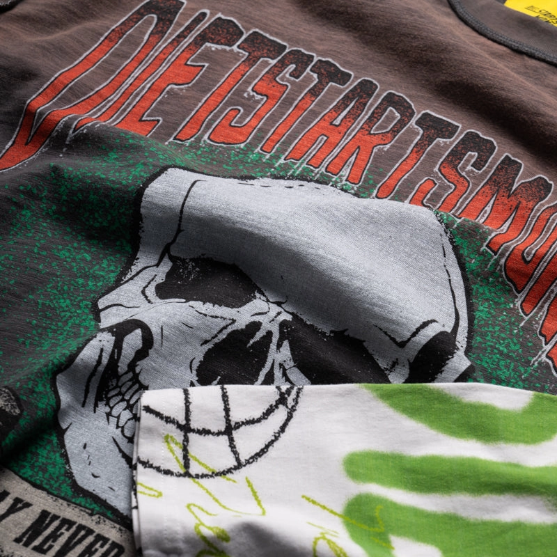 Diet Starts Monday Double Layer Skull L/S Tee - Vintage Black/Multi HygroscopicFiber Champion Glow