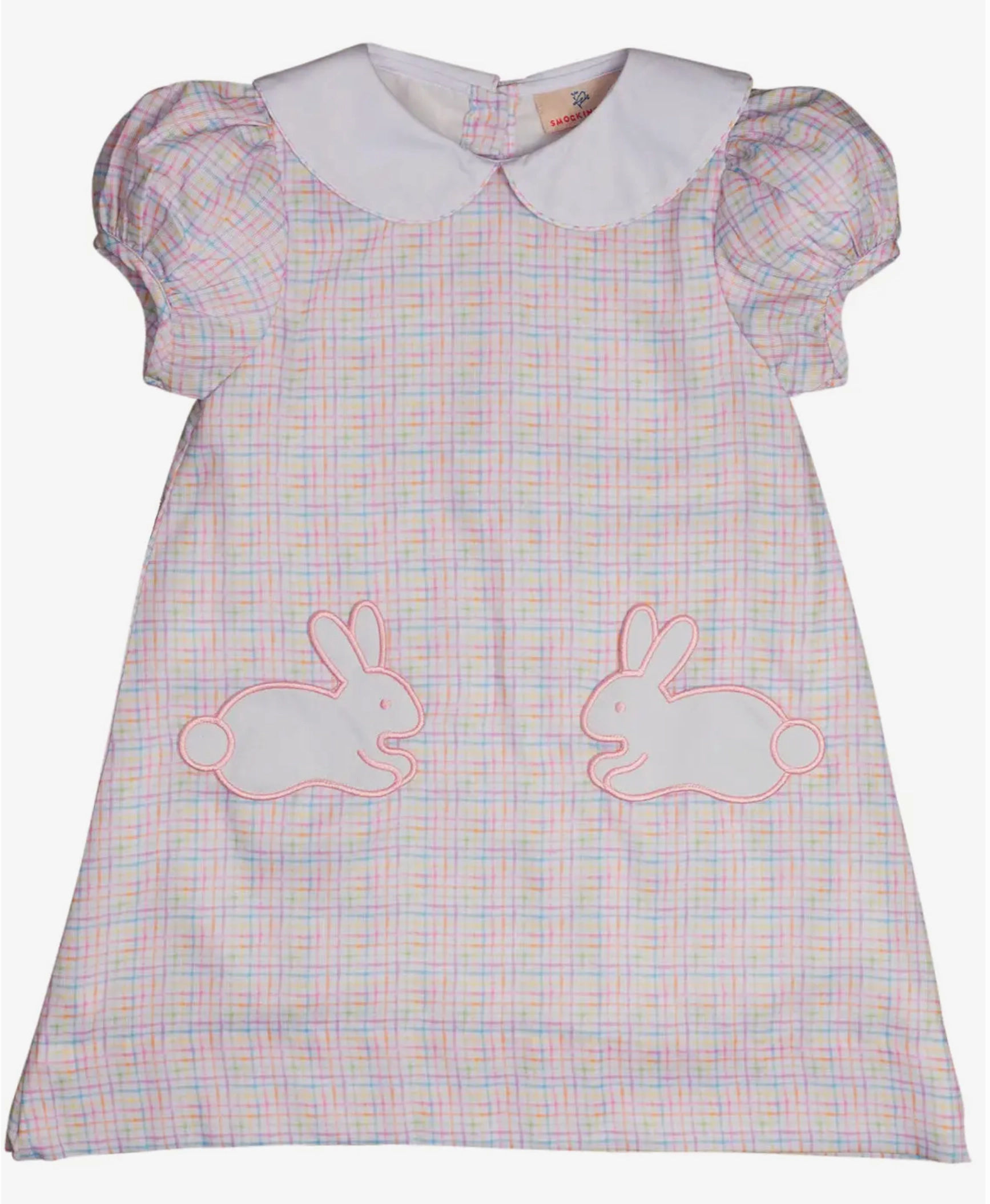 Rainbow Plaid Jumper with Bunny Pockets Evening Glow