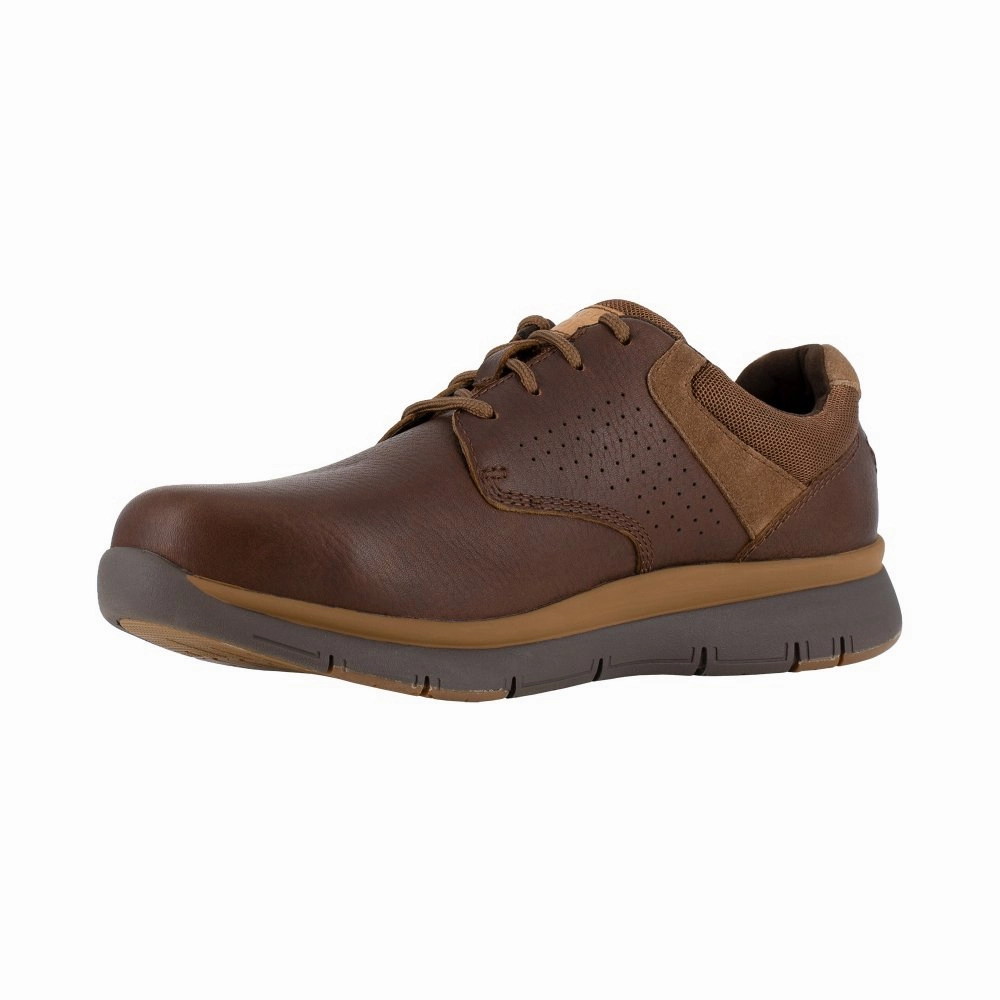 Tough Support Comfortable Cushioning Rockport Men's Work Oxford Shoe Steel Toe Primetime Casuals Rk5700 In Brown