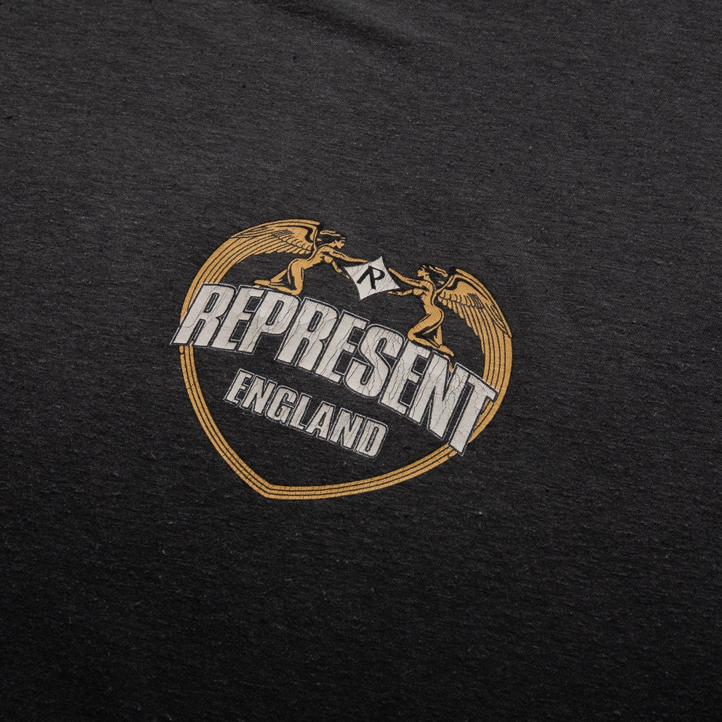 Active Apparel Trend Glow Represent Angel Border Tee - Stained Black