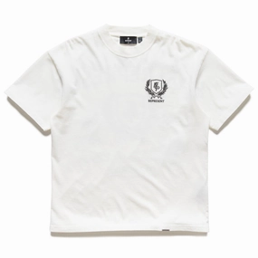 Holiday Glow Flatlock stitching Represent Crest Tee - Flat White