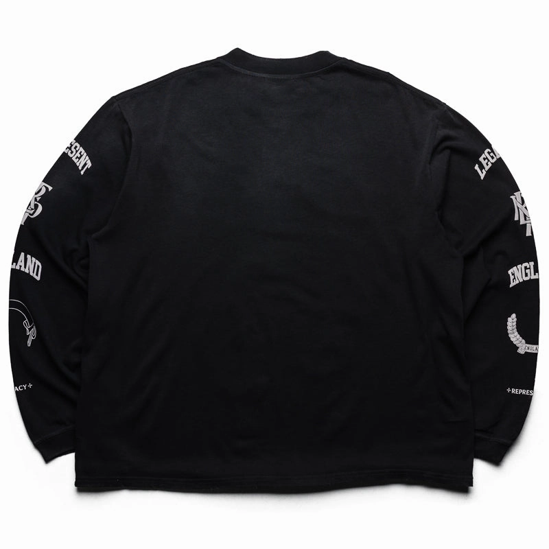 Relaxed Wear Daily Style Represent Legacy Crest L/S Tee - Stained Black