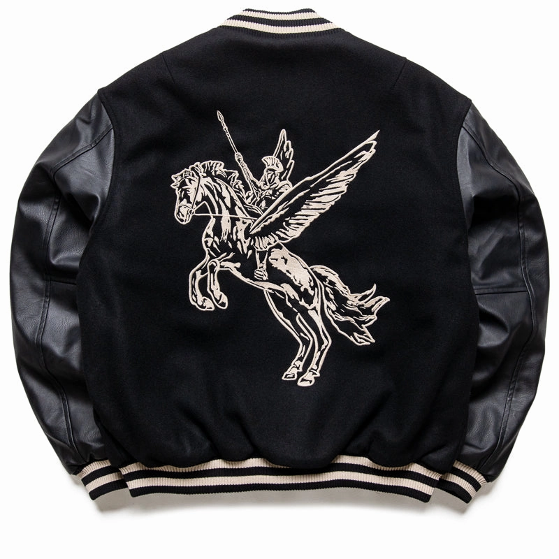 Carry Ease Represent Mascot Wool Varsity Jacket - Jet Black