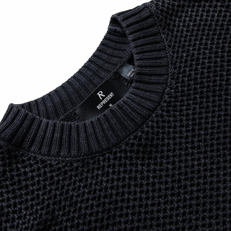 LightweightMaterial Represent Open Gauge Knit Sweater - Jet Black