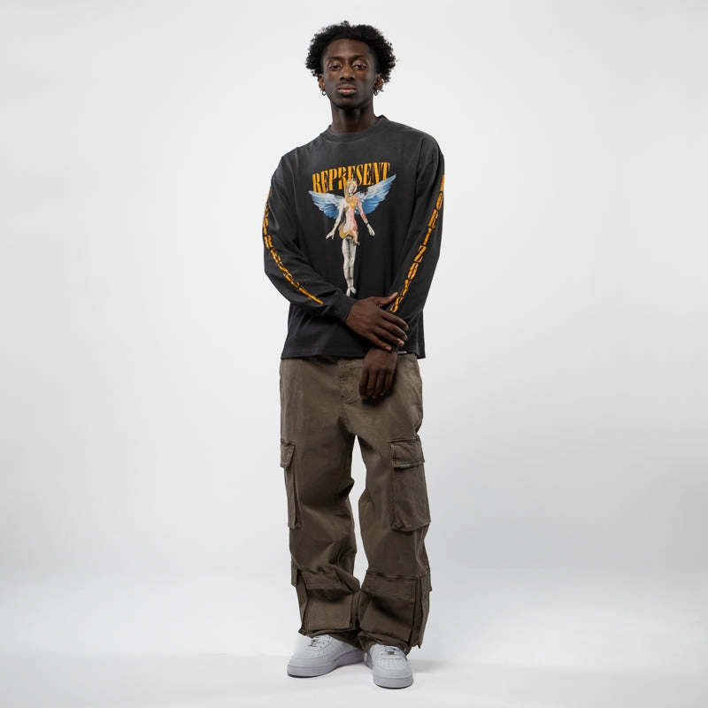 Relaxed Jeans Wind Block Represent Reborn L/S Tee - Aged Black