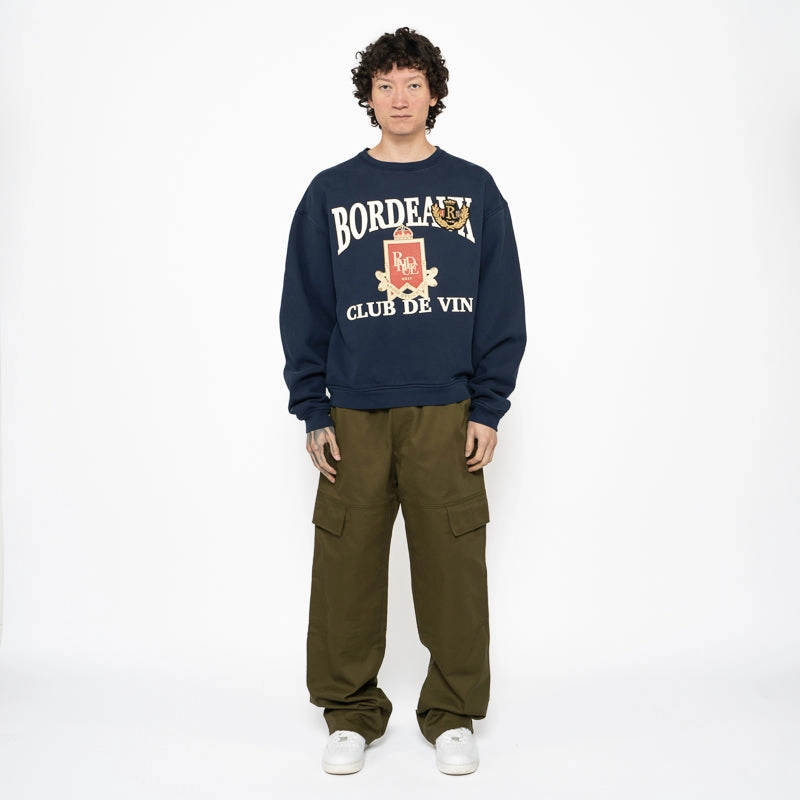 Rhude Bordeaux Crewneck - Navy Stylish Fashion Thermal regulation