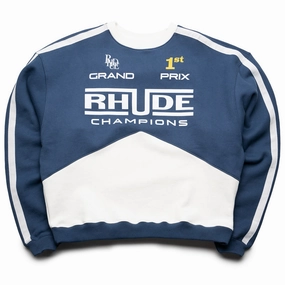 Rhude Champions Crewneck - Navy/Vintage White Gloss Fit