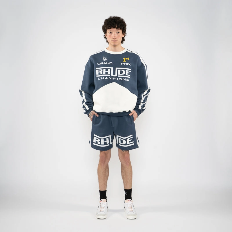 Diamond Soul Fashion Dress Rhude Champions Crewneck - Navy/Vintage White
