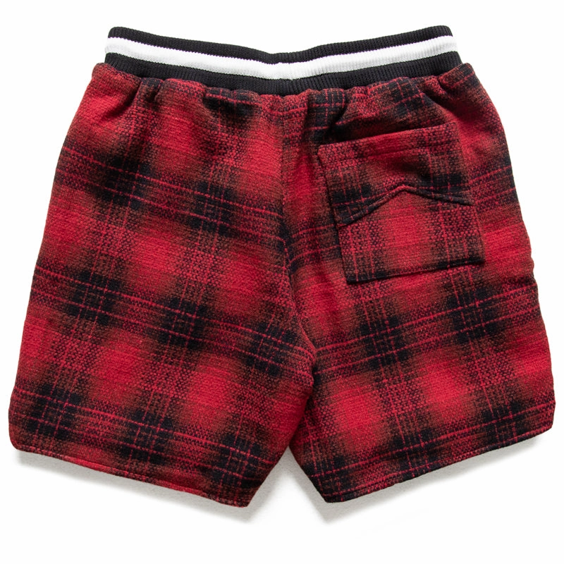 Rhude Flannel Collegiate Court Logo Short - Red/Black DurableCoverstitch