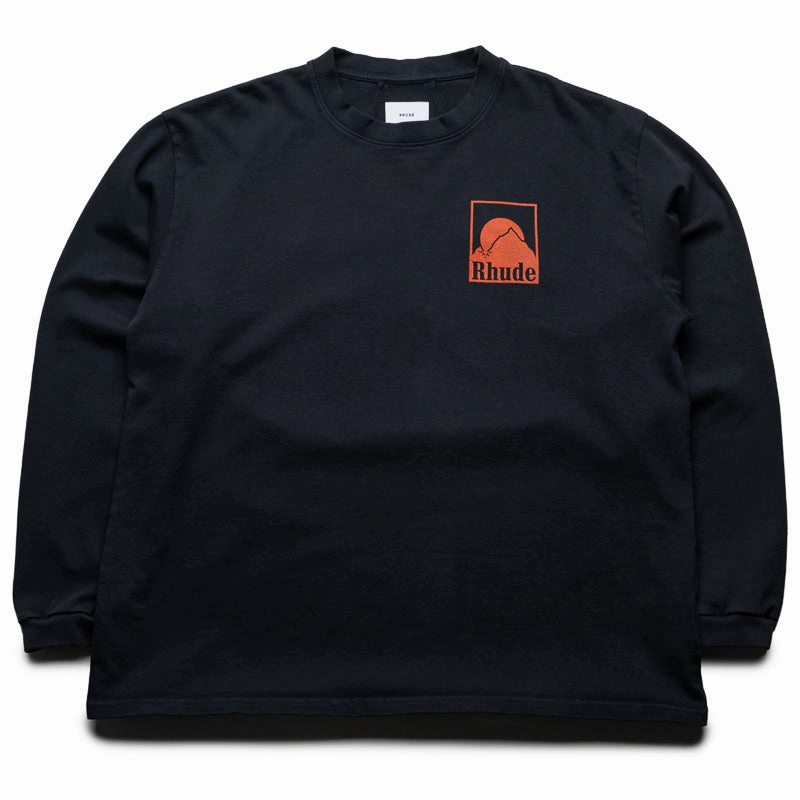 Rhude Moonlight Badge L/S Tee - Vintage Black Formal Shirt