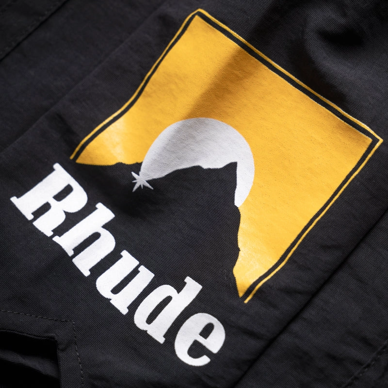 Rhude Moonlight Logo Short - Black/Yellow Grace Ease DoubleLayeredHem