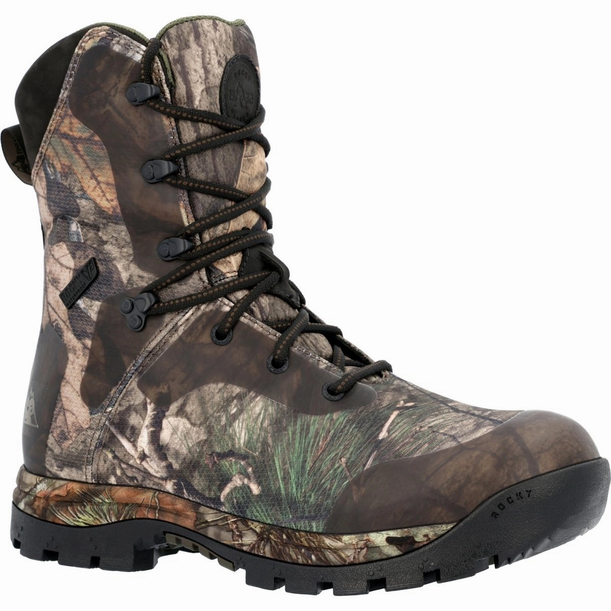 Rocky Lynx Men's 1000G Insulated Outdoor Boots Rks0627 In Mossy Oak Lace-Up Style